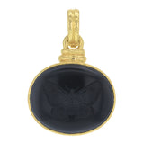 Onyx "Moth" Seal Pendant With Topknot and Hinged Banded Bale