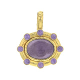 Mulberry Venetian Glass Intaglio "Cameo" Pendant with Cabochon Amethyst