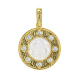 Crystal Venetian Glass Intaglio "Man in the Moon" Pendant with Cabochon Moonstone