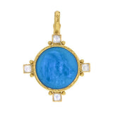 Swimming Pool Venetian Glass Intaglio "Hound Head" Pendant With Square Moonstones And Clip Bale