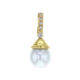 South Sea Pearl Drop Pendant With Acorn Cap & Diamond Bale