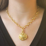 Horizontal Oval Gold "Roman Horse" Pendant with Diamonds