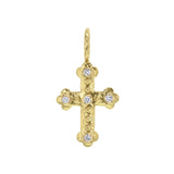 Tiny Byzantine Cross Pendant with Diamonds and Jump Ring