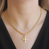 Tiny Byzantine Cross Pendant with Diamonds and Jump Ring