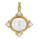Crystal Venetian Glass Intaglio "Cabochon Goddess with Chariot" Pendant with Faceted Moonstone
