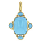 Vertical Cushion Sleeping Beauty Turquoise Pendant With Oval Turquoise On Bezel