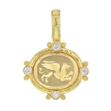 Horizontal Oval "Griffin" Pendant with Diamonds