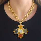 Fall Venetian Glass Intaglio "Bomarzo" Brooch and Pendant with Faceted Citrine