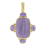 Mulberry Venetian Glass Intaglio "Muse #3" Pendant with Cabochon Amethyst