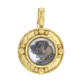 Round Antique Essex Crystal "Mastiff" Pendant with Gold Dots and Clip Bale