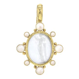 Crystal Venetian Glass Intaglio "Goddess with Column" Pendant with Cabochon Moonstones