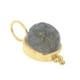 Labradorite Scarab Pendant in Narrow Bezel With Jump Ring