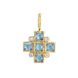 Sugarloaf Aquamarine Cross Pendant with Diamonds and Jump Ring