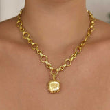 Gold Cushion "Bee" with Granulation Pendant