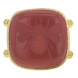 Carnelian "Bee" Ring With Split Shank And Dots Of Granulation