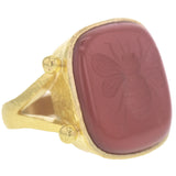 Carnelian "Bee" Ring With Split Shank And Dots Of Granulation