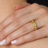 Narrow Gold Granulated Stack Ring