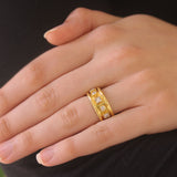 Princess & Round Cut Diamond Alternating Ring