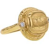 Gold "Grazing Horse" Ring with Diamonds