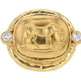 Gold "Grazing Horse" Ring with Diamonds