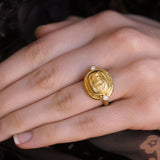 Gold "Grazing Horse" Ring with Diamonds