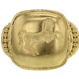 Gold Cushion "Rearing Horse" Ring