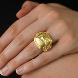 Gold Cushion "Rearing Horse" Ring