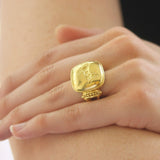 Gold Cushion "Rearing Horse" Ring