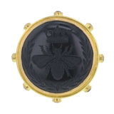 Onyx "Queen Bee" Ring with Onyx Collar and Straight Shank