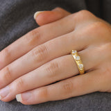 Round Diamond Stack Ring with Gold Dots