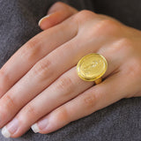 Gold Oval "Athena" with "Athenian" Bezel Ring