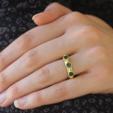 Round Faceted Tsavorite Stack Ring with Gold Dots