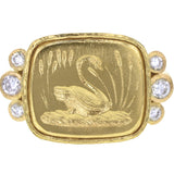 Gold "Swan" Ring with Side Diamonds