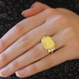 Gold "Swan" Ring with Side Diamonds