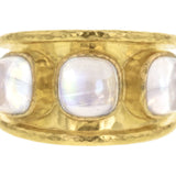 Cabochon Cushion Moonstone Cigar Band with Tapered Back