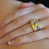 Cabochon Cushion Moonstone Cigar Band with Tapered Back