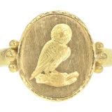 Vertical Oval Gold "Owl" Ring with Gold Triads