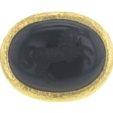 Horizontal Oval Onyx "Rearing Horse" Ring with Granulated Collar