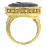 Horizontal Oval Onyx "Rearing Horse" Ring with Granulated Collar