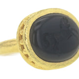 Horizontal Oval Onyx "Rearing Horse" Ring with Granulated Collar