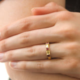 Narrow Stack Ring with square faceted rubies