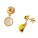 Lime Venetian Glass Intaglio "Cabochon Putto and Duck" Stud Earrings With Peridot