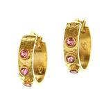 Pink Tourmaline small flat ribbon hoop with pink tourmalines
