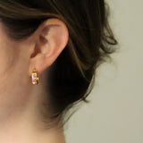 Pink Tourmaline small flat ribbon hoop with pink tourmalines