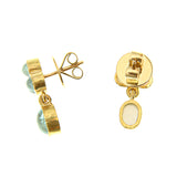 Cabochon Aquamarine Triad Earring with swinging oval aquamarine drop