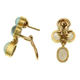 Cabochon Aquamarine Triad Earring with swinging oval aquamarine drop
