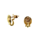 Gold Dome Earrings with Charm Holder
