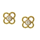 Round diamond stud earring with wire arches