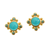 Sleeping Beauty Turquoise stud earrings with blue zircon