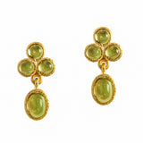 Cabochon Peridot Triad Earring with swinging oval peridot drop